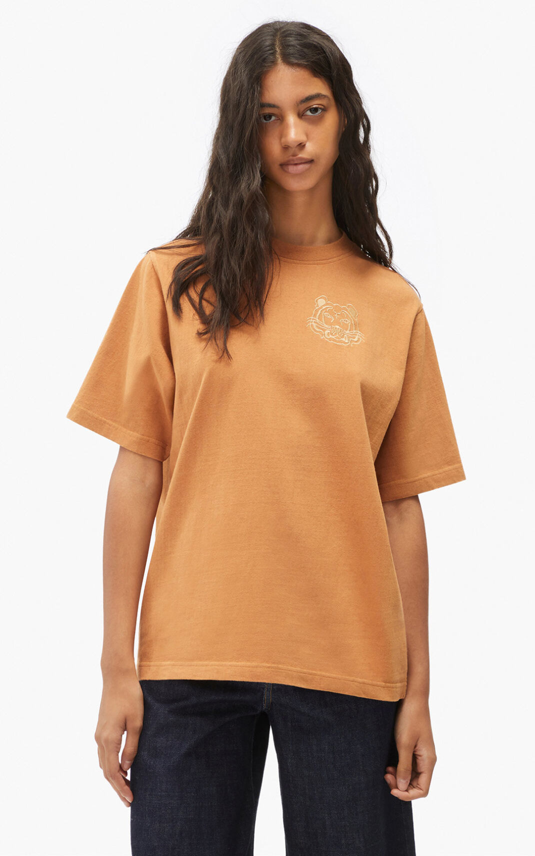 Kenzo RE/relaxed casual T Shirt Brown For Womens 7851MWJFN